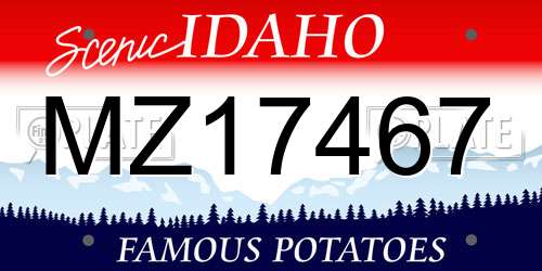 MZ17467 Idaho License Plate