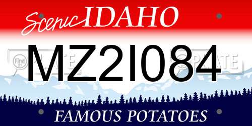 MZ2I084 Idaho License Plate