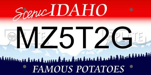MZ5T2G Idaho License Plate