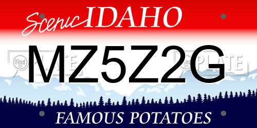 MZ5Z2G Idaho License Plate
