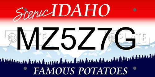 MZ5Z7G Idaho License Plate