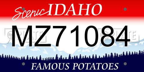 MZ71084 Idaho License Plate