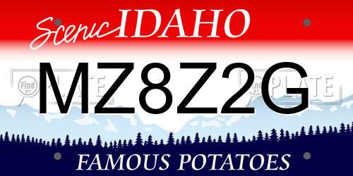 MZ8Z2G Idaho License Plate