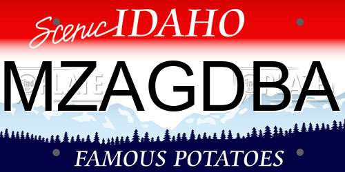 MZAGDBA Idaho License Plate