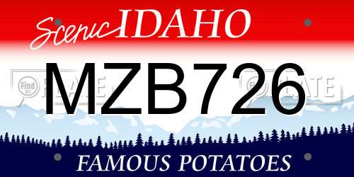 MZB726 Idaho License Plate