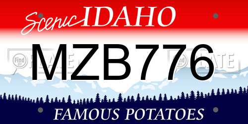 MZB776 Idaho License Plate