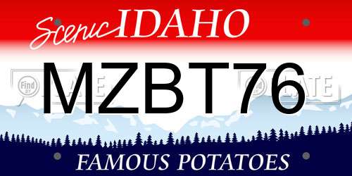 MZBT76 Idaho License Plate