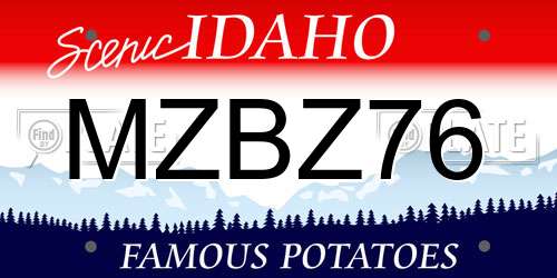 MZBZ76 Idaho License Plate