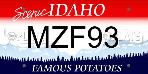 MZF93 Idaho License Plate