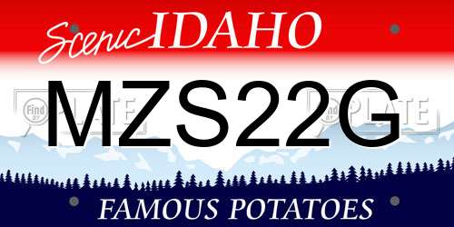 MZS22G Idaho License Plate