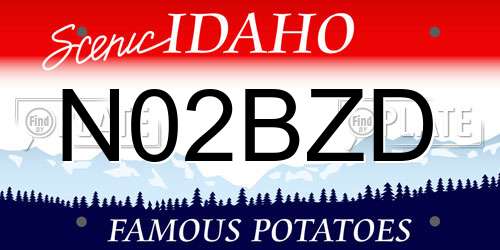 N02BZD Idaho License Plate