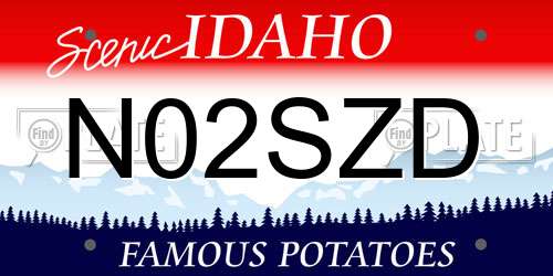 N02SZD Idaho License Plate