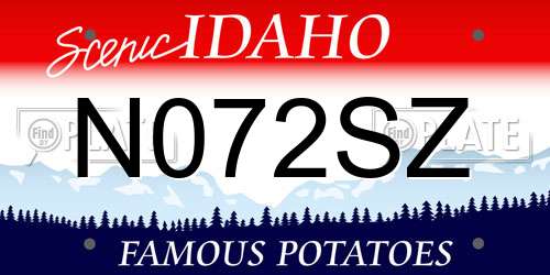 N072SZ Idaho License Plate