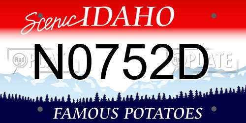 N0752D Idaho License Plate