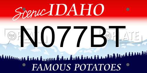 N077BT Idaho License Plate