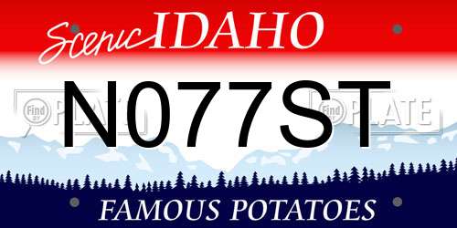 N077ST Idaho License Plate