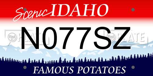 N077SZ Idaho License Plate