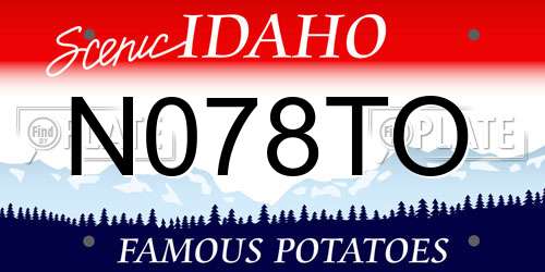 N078TO Idaho License Plate