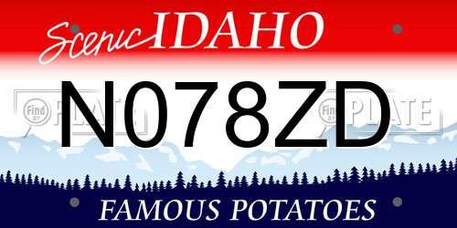 N078ZD Idaho License Plate