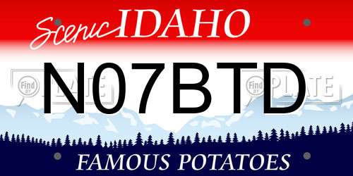 N07BTD Idaho License Plate