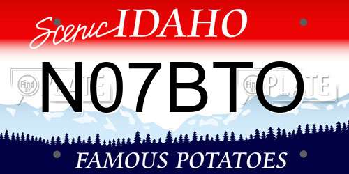 N07BTO Idaho License Plate