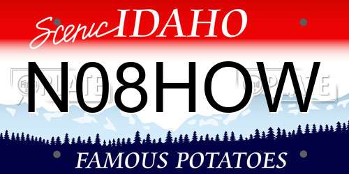 N08HOW Idaho License Plate