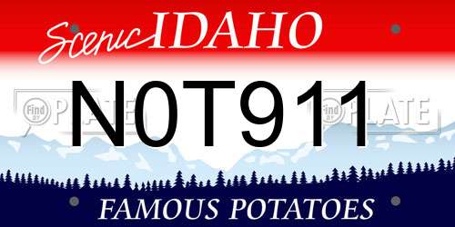 N0T911 Idaho License Plate