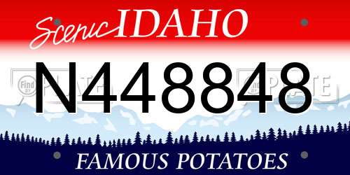 N448848 Idaho License Plate