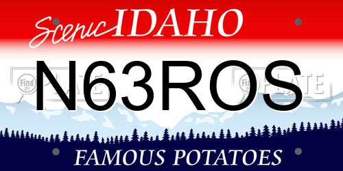 N63ROS Idaho License Plate