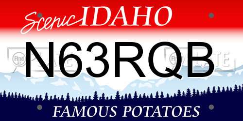 N63RQB Idaho License Plate