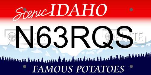 N63RQS Idaho License Plate