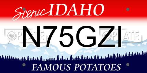 N75GZI Idaho License Plate