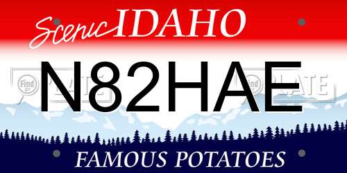 N82HAE Idaho License Plate
