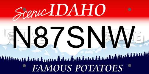 N87SNW Idaho License Plate