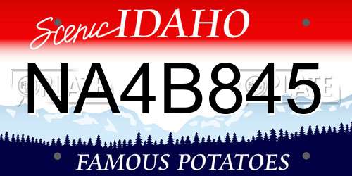 NA4B845 Idaho License Plate