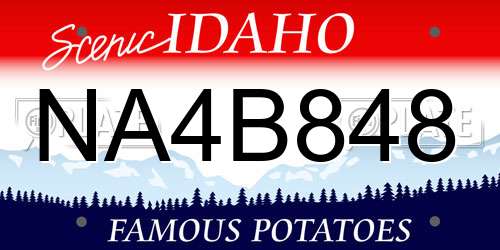 NA4B848 Idaho License Plate