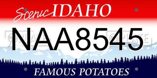 NAA8545 Idaho License Plate