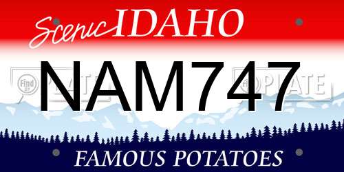 NAM747 Idaho License Plate