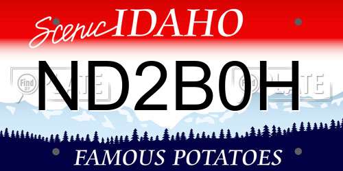ND2B0H Idaho License Plate