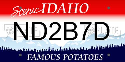 ND2B7D Idaho License Plate