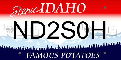 ND2S0H Idaho License Plate
