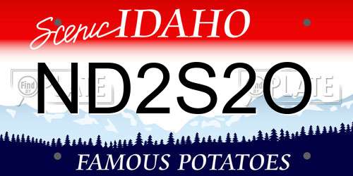 ND2S2O Idaho License Plate