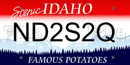 ND2S2Q Idaho License Plate