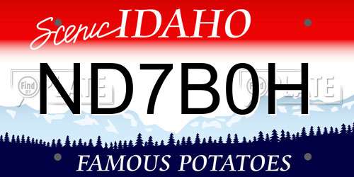 ND7B0H Idaho License Plate