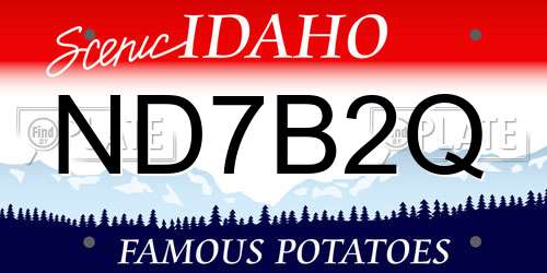 ND7B2Q Idaho License Plate