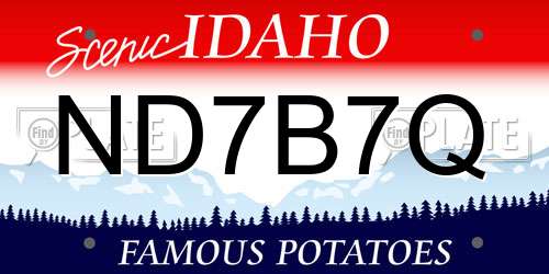 ND7B7Q Idaho License Plate