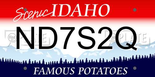 ND7S2Q Idaho License Plate