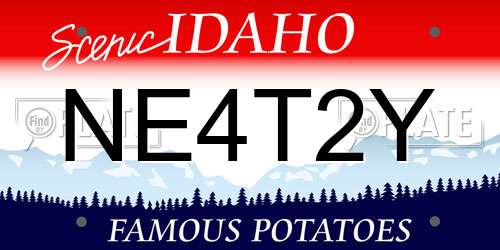 NE4T2Y Idaho License Plate