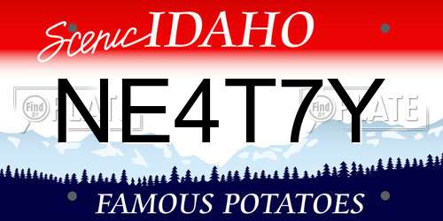 NE4T7Y Idaho License Plate