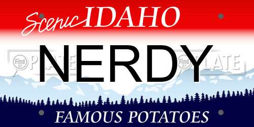 NERDY Idaho License Plate